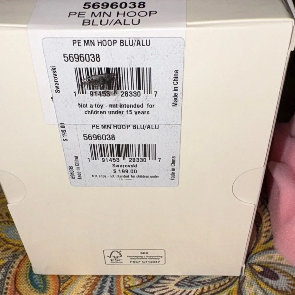 Swarovski Lucent hoop earrings Octagon shape, Small, Blue NIB - Picture 2 of 7